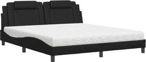 vidaXL Pat, Viana, cu saltea, negru, 180x200 cm, piele ecologică