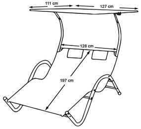 Sezlong DELUX pentru 2 persoane,-gri
