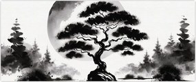 Tablou – Bonsai alb-negru (120x50 cm)