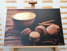 Tablou cafea cu macarons de ciocolată