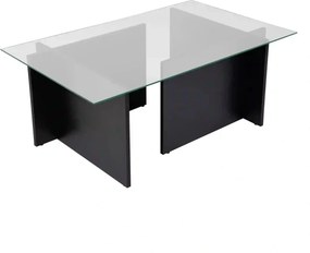 Masuta cafea VETRINO, negru/transparent, PAL/sticla, 105x65x40 cm