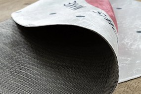 BAMBINO 47810 covor rotund lavabil Curcubeu, puncte pentru copii anti-alunecare - alb / roz
