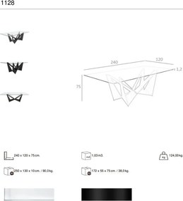 Masa dining design LUX Rectangular Black Steel 200x95cm
