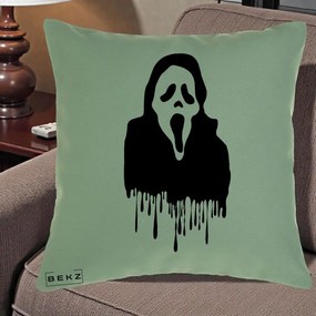 Perna Personalizata Halloween Ghostface Scream Picurand, 40x40 cm, Verde, Husa Detasabila, Perna Inclusa, BEKZ®