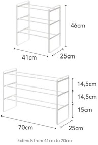 Pantofar ajustabil cu 3 etaje YAMAZAKI Maebashi, alb