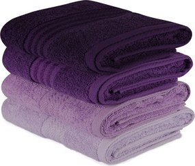 Set 4 prosoape baie RAINBOW, mov, bumbac, 50x90 cm