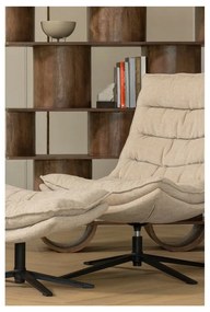 Fotoliu cu taburet în culoare naturală pivotant cu tapițerie din chenille Kube – WOOOD