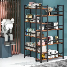 Biblioteca pentru colt din culuare nuc si negru, 180 cm