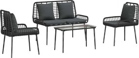vidaXL Set de Mobilier pentru Grădină 4 pcs Negru și Crem poliratan