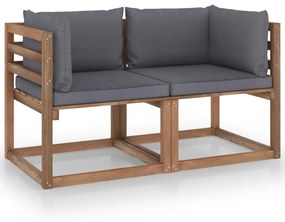 Canapea de gradina paleti, 2 locuri, perne antracit, lemn pin Antracit, Canapea cu 2 locuri, 1