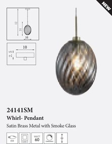 Pendul sticla fumurie Whirl