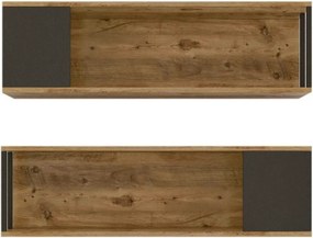 Set 2 rafturi VG18 - A, nuc/gri, PAL melaminat, 100x22x30 cm