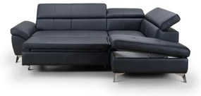 Canapea colțar extensibilă din piele SALERNO II, dreapta, neagră