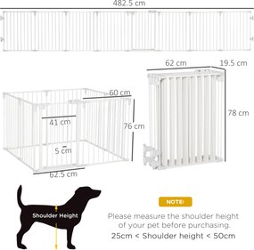 PawHut Welpenauslauf Freigehege pentru câini Grilaj de protecție cu ușă Grilaj de protecție pentru șeminee flexibil pliabil 8 panouri fiecare de 60 x 76 cm Alb | Aosom Romania