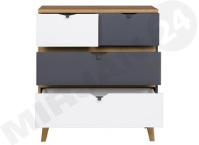 Comodă Thalia TM05 K4SZ (stejar auriu + grafit + Alb). 1058334