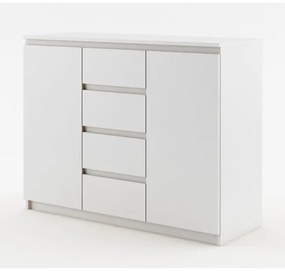 Comoda Thea, Alba, Cu 2 Usi Si 4 Sertare Spatioase, Eleganta si Functionala, 109 x 85 x 40 Cm
