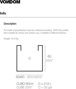 Ghiveci plante, flori design decorativ modern pentru amenajari interioare si exterioare, CUBE POT 41360R Vondom
