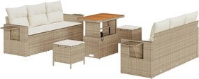 vidaXL Set de canapele pentru grădină cu pernă 9 pcs bej și crem