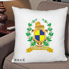 Perna Personalizata FC United Ploiesti 1906 Fotbal, 40x40 cm, Alb Pufos, Husa Detasabila, Perna Inclusa, BEKZ®