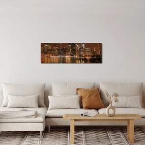 Tablou orașului nocturn (cu ceas) (90x30 cm)