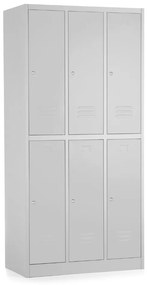 Dulap metalic - 6 cutii, 90 x 45 x 185 cm, inchidere cilindrica, gri deschis - ral 7035