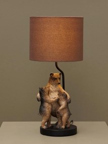 Lampa de masa, din polirasina, cu abajur din in, Family