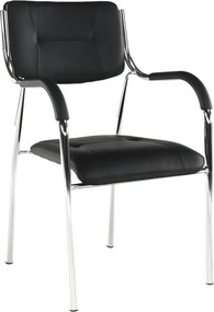 Scaun ILHAM, negru/crom, piele ecologica/metal, 52x55x85 cm