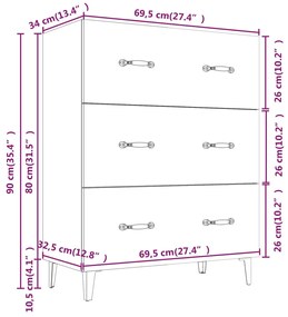 Servanta, stejar sonoma, 69,5x34x90 cm, lemn prelucrat 1, Stejar sonoma