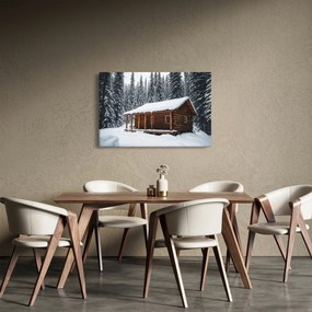 Tablou - Cabană acoperită de zăpadă (90x60 cm)
