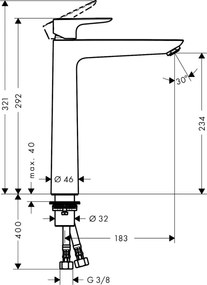 Baterie lavoar Hansgrohe Talis E 240, fara ventil, crom - 71717000