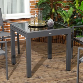 Outsunny Masă de Grădină Extensibilă cu Blat din Sticlă 80-160x80x75 cm Negru | Aosom Romania
