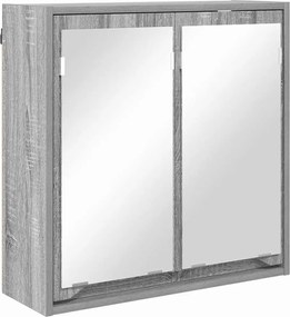 vidaXL Dulap cu oglindă pentru baie cu raft Gri Sonoma 60 x 20 x 60 cm