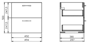 Cersanit S801-458 - Dulap suspendat de baie cu lavoar NIKO 50x40 cm nuc
