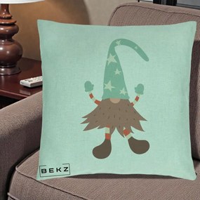 Perna Decorativa Pitic Gnom Nordic cu Cadou Menta, 40x40 cm, Verde Menta, Husa Detasabila, Perna Inclusa, BEKZ®