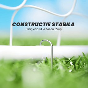 HOMCOM Poartă de Fotbal pentru Adulți și Copii de Grădină cu Țintă Centrală și Stâlpi, 186x62x123 cm, Alb | Aosom Romania