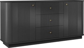 Comodă cu sertare Vesper 160 cm - negru / mânere aurii