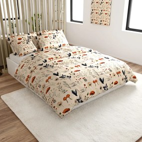 Set 2 buc lenjerie cocolino PAPAVA crem + cearsaf Cocolino microplus cu elastic SOFT 180x200 cm alb, pat dublu