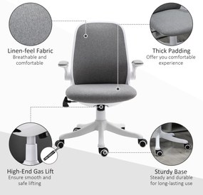 Vinsetto Fotoliu de birou Silla de Escritorio Basculante Altura Ajustable Reposabrazos Elevable 62,5x60x94-104 cm Gris | Aosom Romania