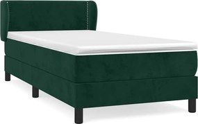 vidaXL Pat box spring cu saltea, verde închis, 100x200 cm, catifea