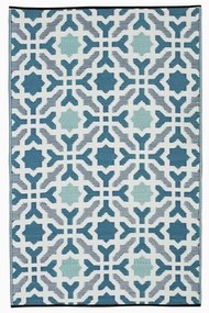 Covor reversibil pentru exterior din plastic reciclat Fab Hab Seville, 150 x 240 cm, albastru - gri