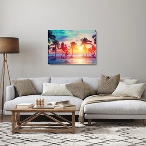 Tablou pe sticlă - Apus de soare tropical (70x50 cm)