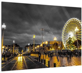 Tablou pe sticlă carusel în amurg (70x50 cm)