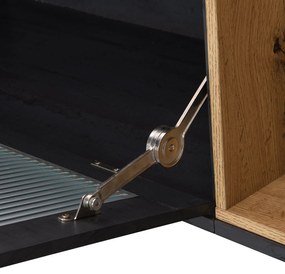 Mobilier TV cu textură gri, 3 uși și spațiu deschis, Gri | Aosom Romania