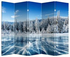 Paravan - Lacul înghețat și copacii înzăpeziți (210x170 cm)