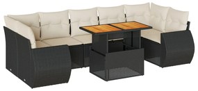 3327234 vidaXL Set mobilier de grădină cu perne, 8 piese, negru, poliratan