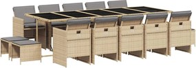 vidaXL Set mobilier grădină cu perne, 15 piese, bej combinat poliratan