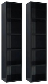 802703 vidaXL Dulapuri CD-uri 2 buc. negru extralucios 21 x 16 x 93,5 cm PAL