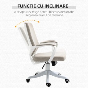 Vinsetto Scaun Ergonomic de Birou cu Înălțime Reglabilă, Pivotant la 360° și Funcție Leagăn, 62x69x92-100 cm, Culoare Bej | Aosom Romania