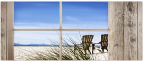 Tablou - Fereastră cu vedere la plajă (120x50 cm)