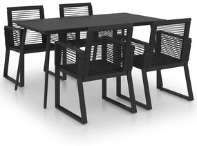 3060215 vidaXL Set mobilier de exterior, 5 piese, negru, ratan PVC